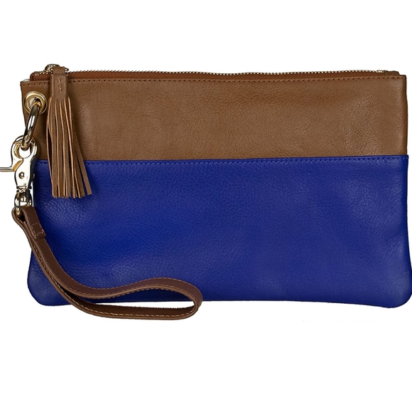 Genuine Leather Sapphire Boulevard Clutch - NWT - Picture 2 of 7